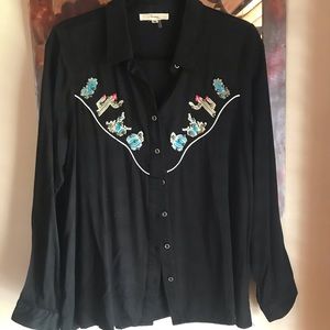 Andre Black Button Down Top